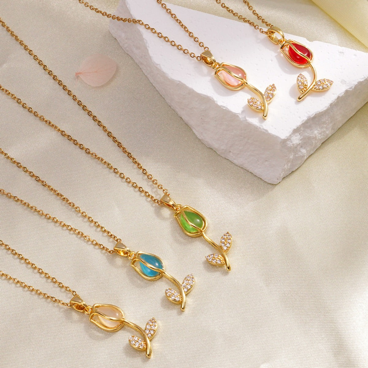 Collier Fleur - Tulipe blanche