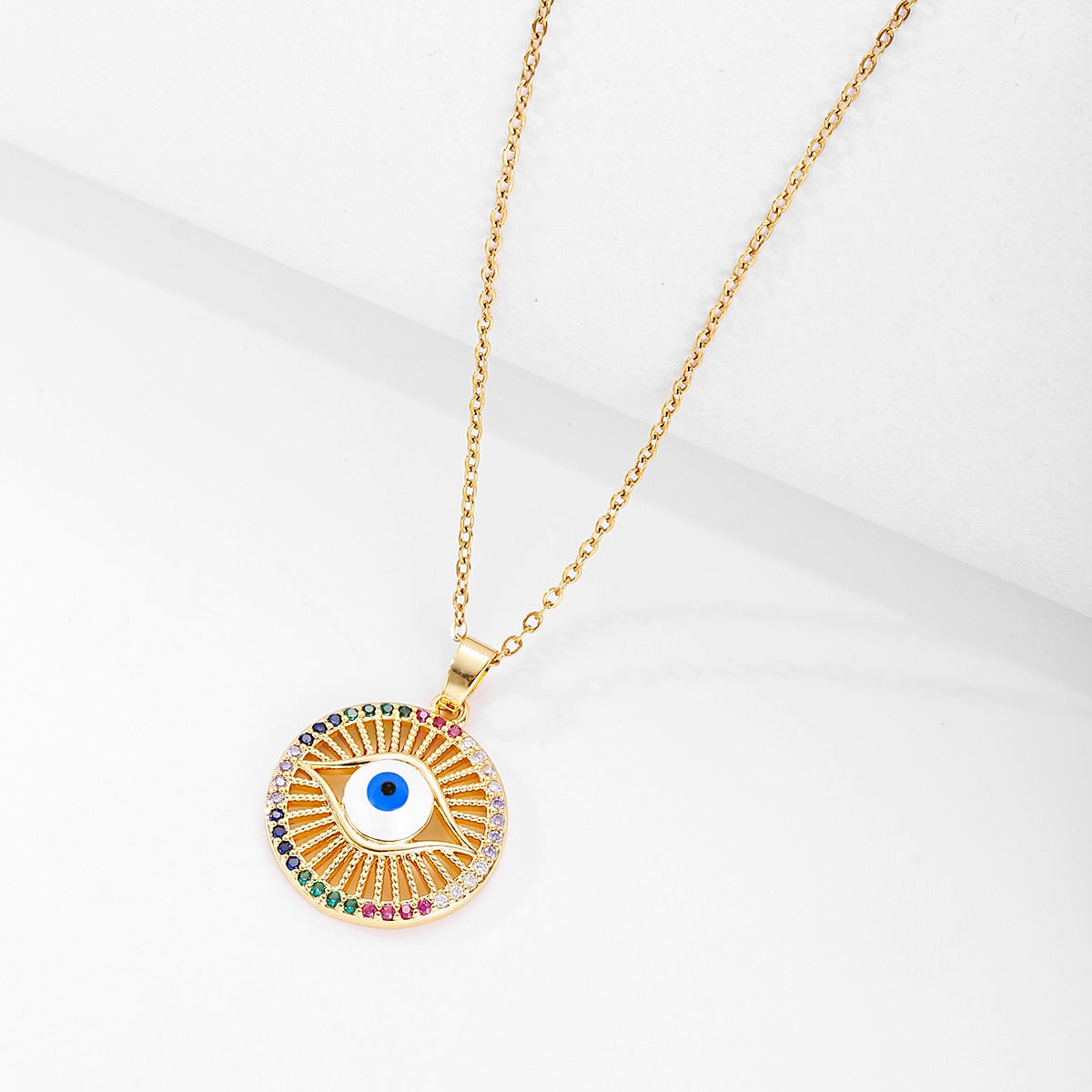 Pendentif Oeil Bleu Or