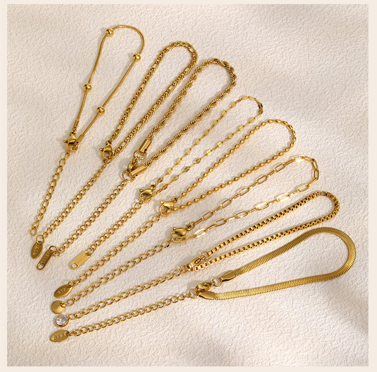 Bracelet Maille Facettée - Chaîne Fine Dorée