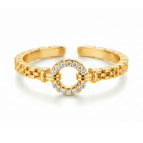 Bague Cercle Dorée Pavée