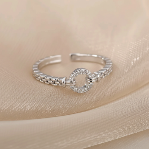 Bague Cercle Pavé Argentée  Brillantes