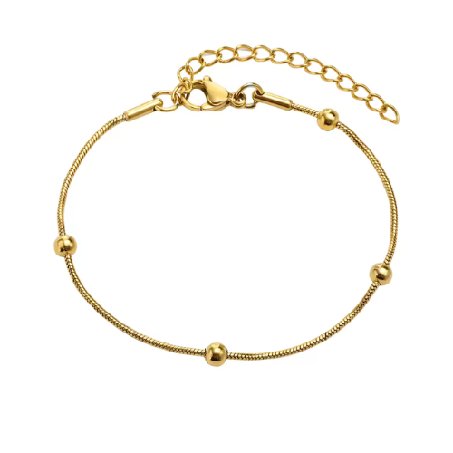 Bracelet Chaîne - Perles Dorées