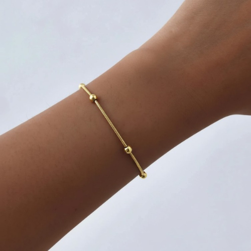 Bracelet Chaîne - Perles Dorées Minimaliste