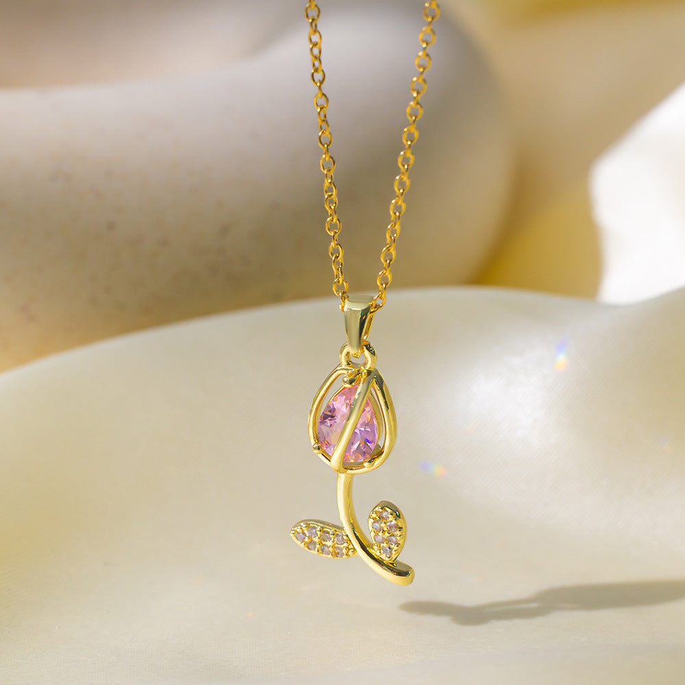 Collier Fleur - Tulipe Dorée