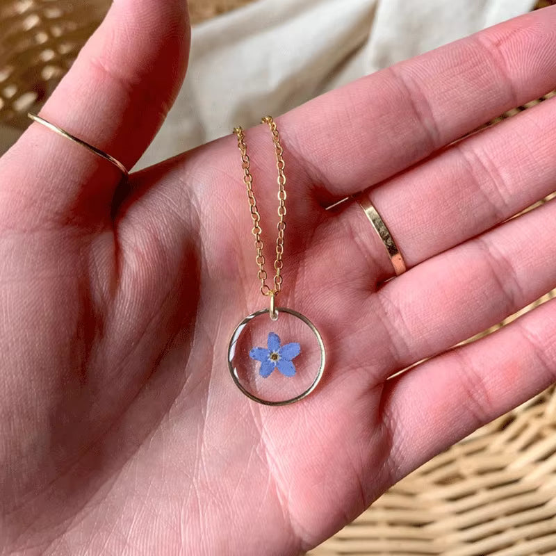 Collier pendentif - Myosotis Doré