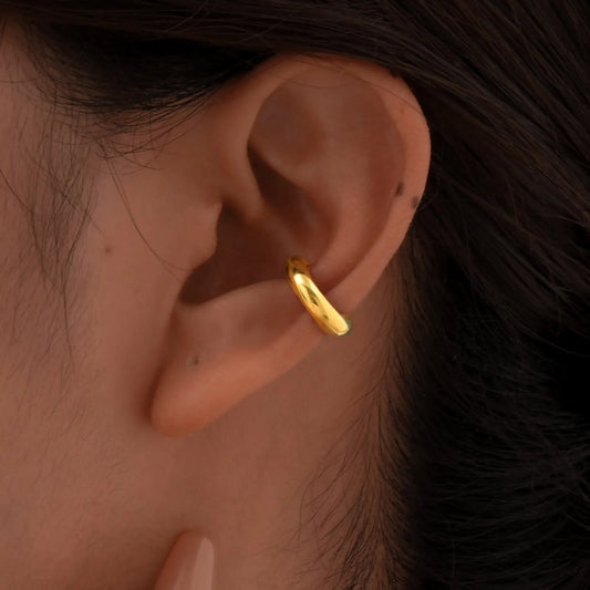 Statement Hollow Ear Bone Clamp for Women Girls,Gold Color Stainless Steel Fake Piercing C-shaped Ear Bone Clip,Fashion Jewelry