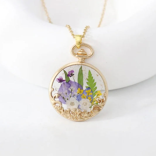 Collier Fleur séchée - Fleurs sauvages