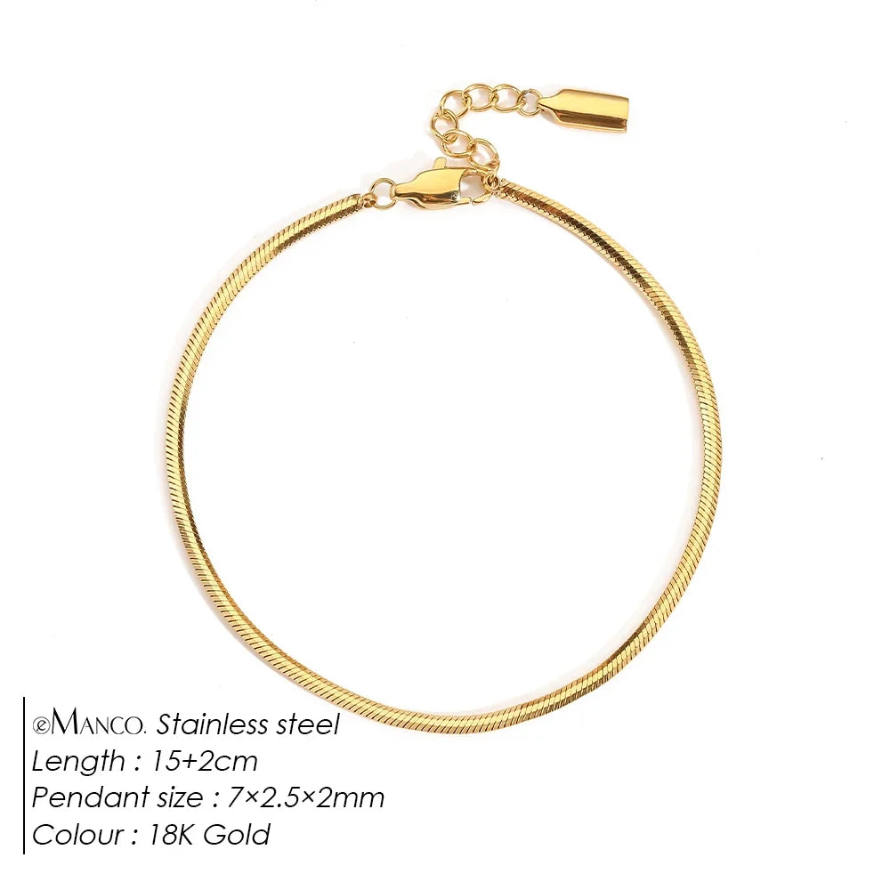 Bracelet chaîne serpent doré minimaliste en acier