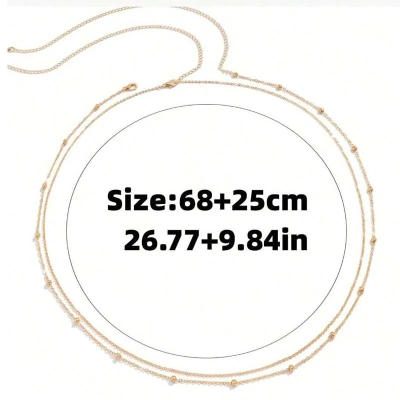 Fashion Metal Double Layered Beads Belly Chains for Women Simple Gold Color Waist Body Chain Beach Party Jewlery Accessories