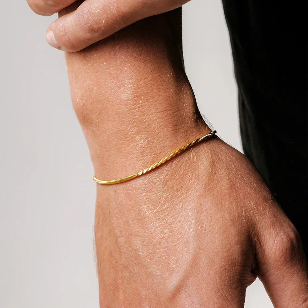 Bracelet chaîne acier inoxydable doré style classique
