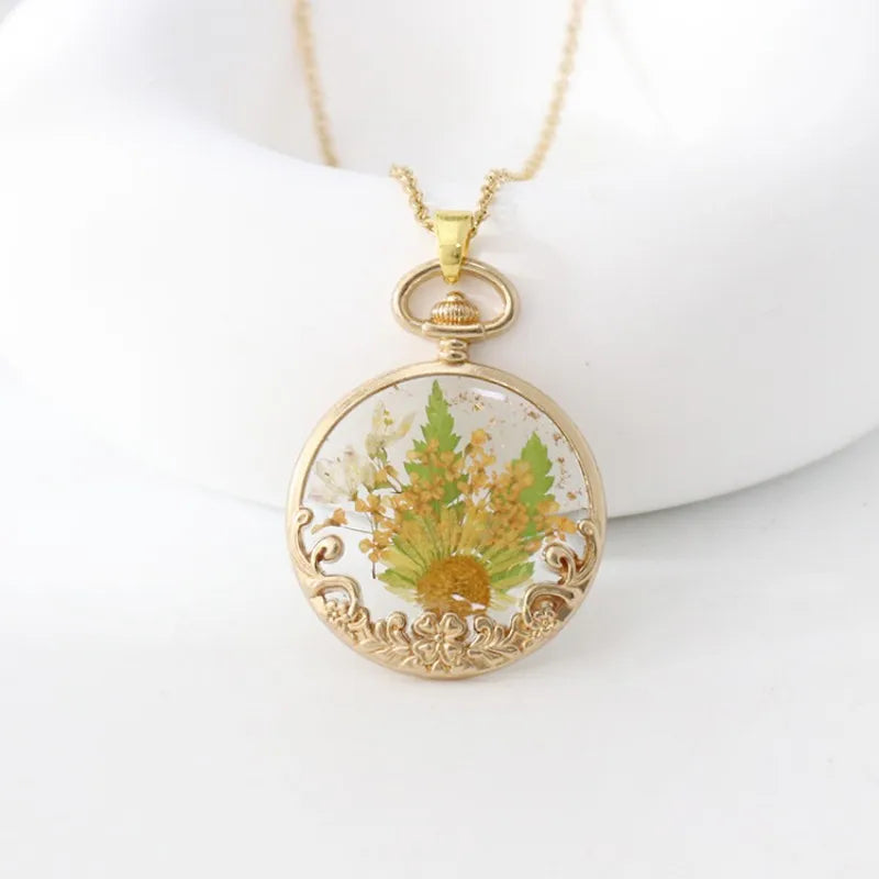 Collier Fleur Séchée - Pâquerette jaune