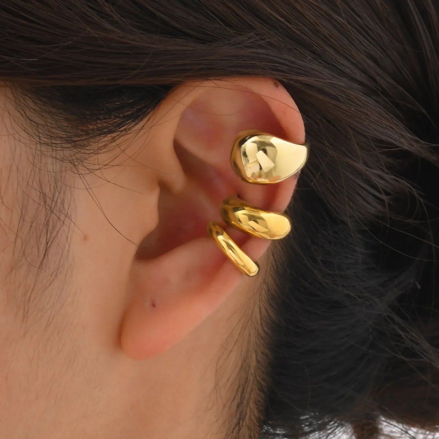 Ear Cuff Éclat de Goutte en acier inoxydable doré