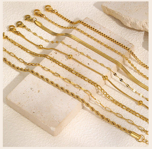 Bracelet Maille Facettée - Chaîne Fine Dorée