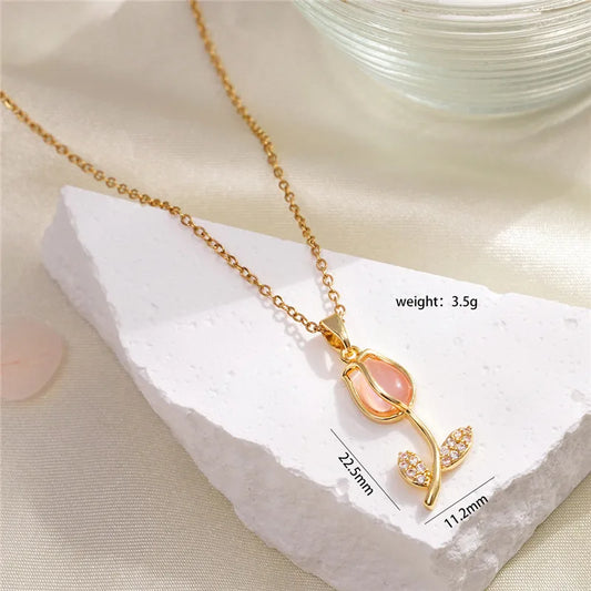 Collier Fleur - Rose Rose