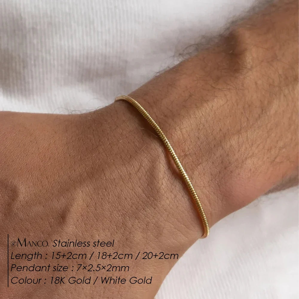 Bracelet chaîne serpent acier inoxydable finition dorée