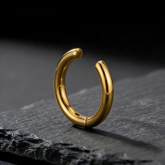 Bague d’oreille dorée sans perçage Arc Doré en acier inoxydable