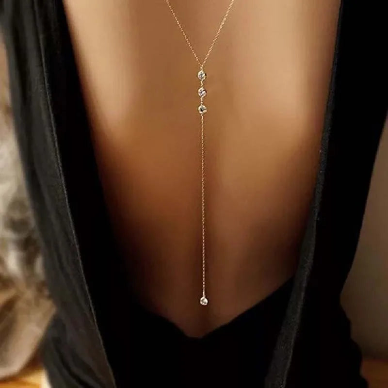Bijou de dos femme doré avec cristaux - vue principale
