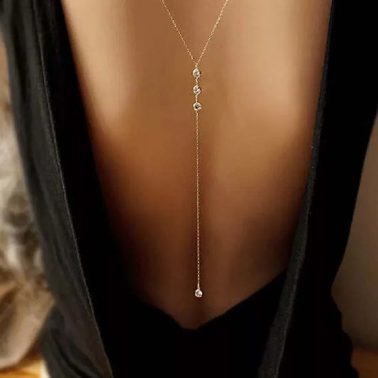 Bijou de dos femme doré avec cristaux - vue principale