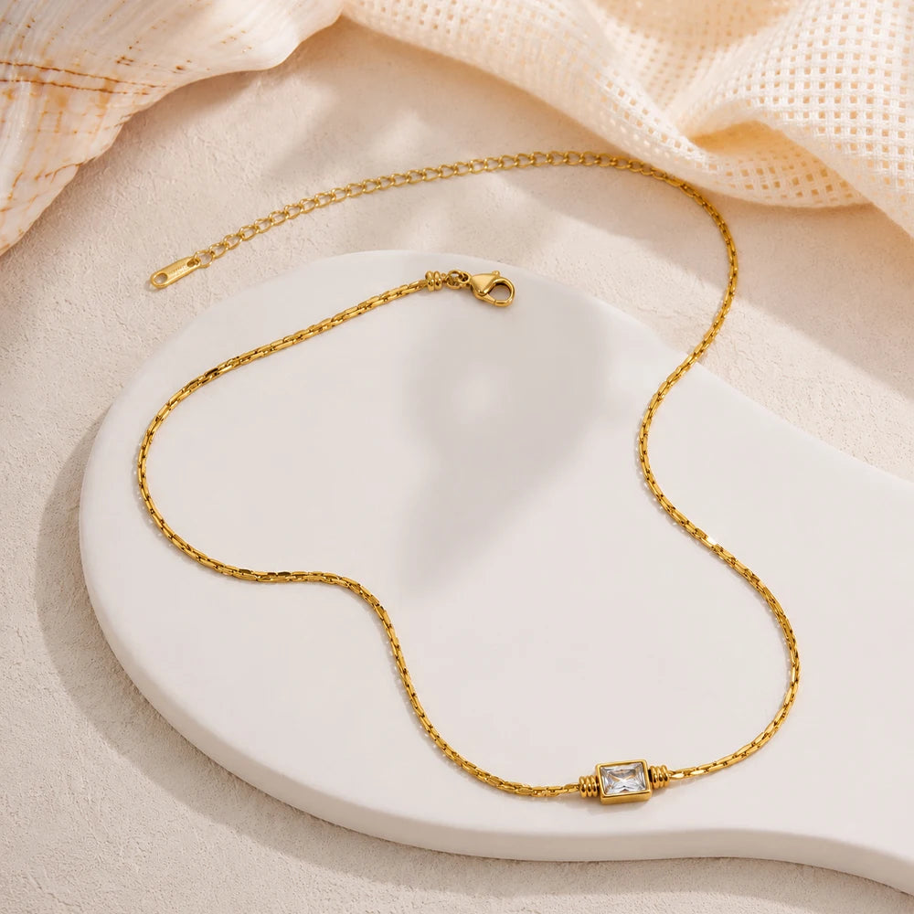 Bracelet femme avec cristaux carrés - vue du bijou