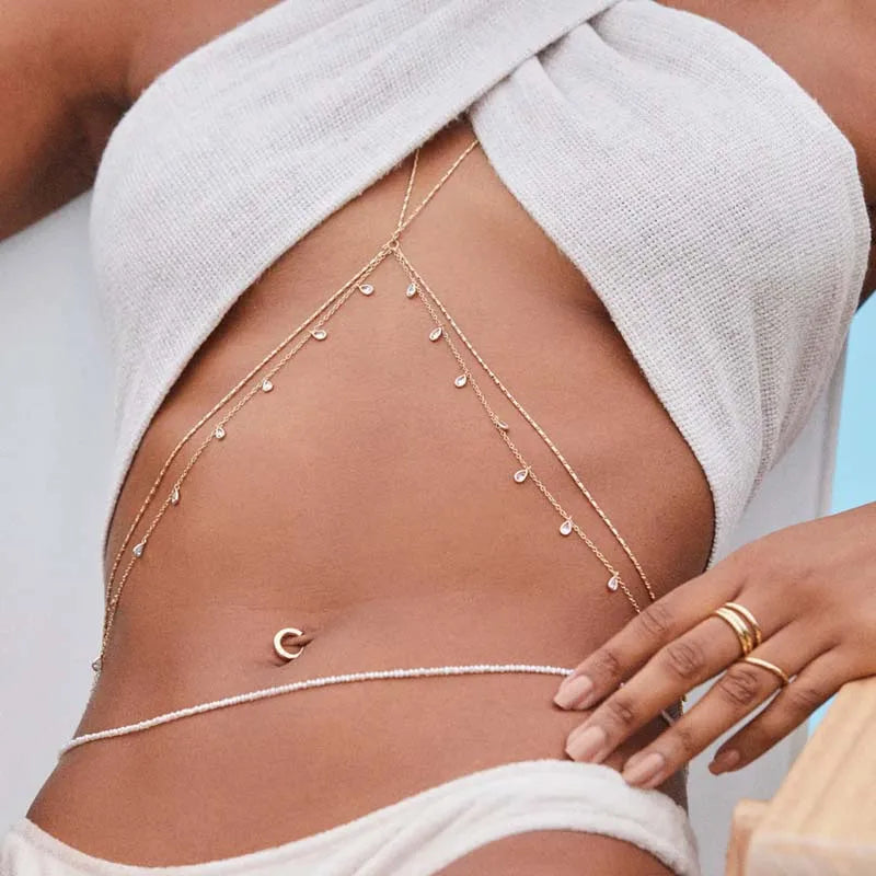 Chaîne de corps femme avec pampilles - détail du bijou