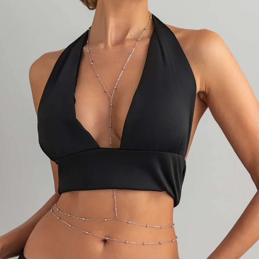 Chaîne de taille argentée à perles au style élégant